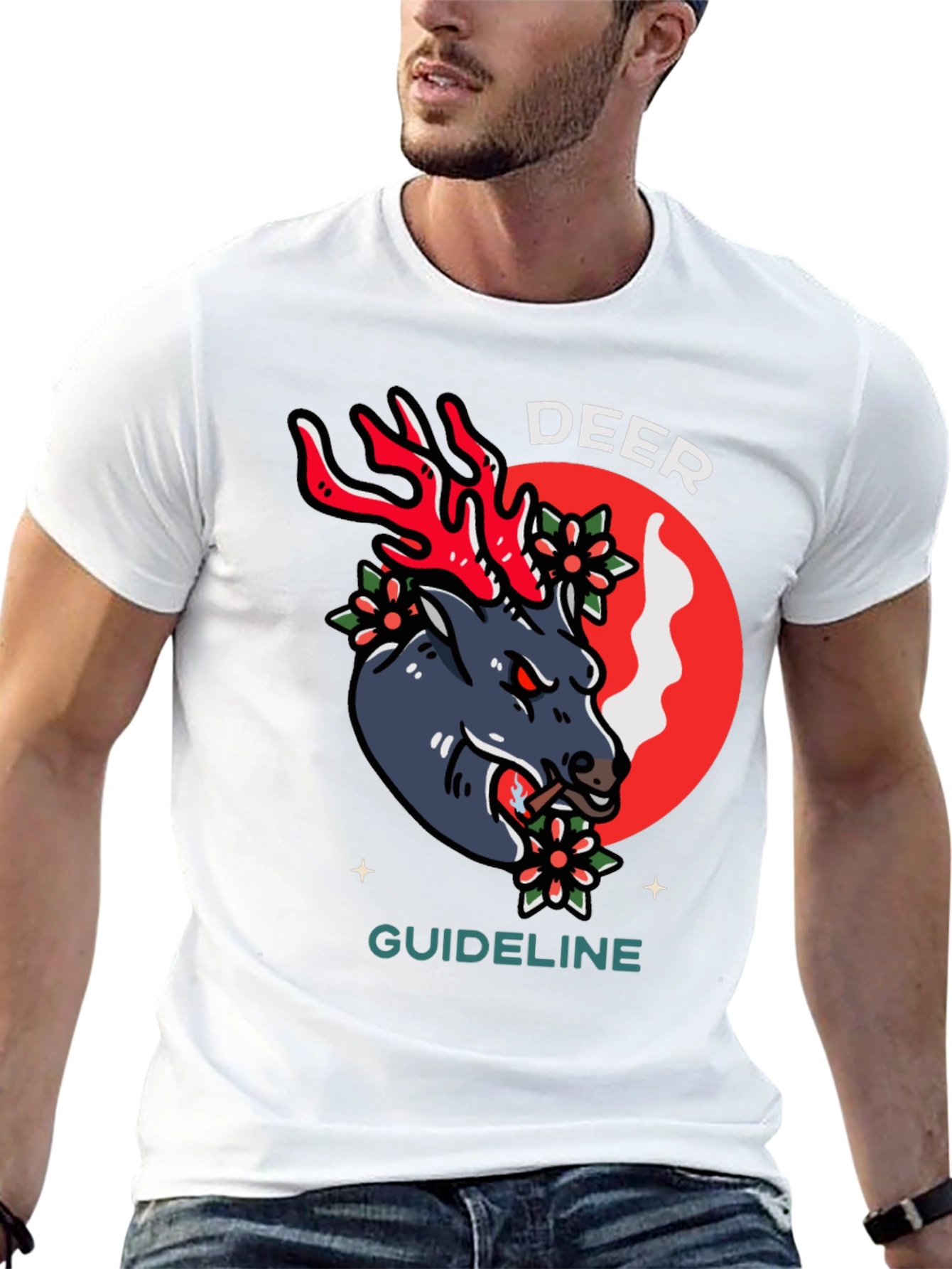 Deer Guideline Graphic Tee - Black Cotton T-Shirt