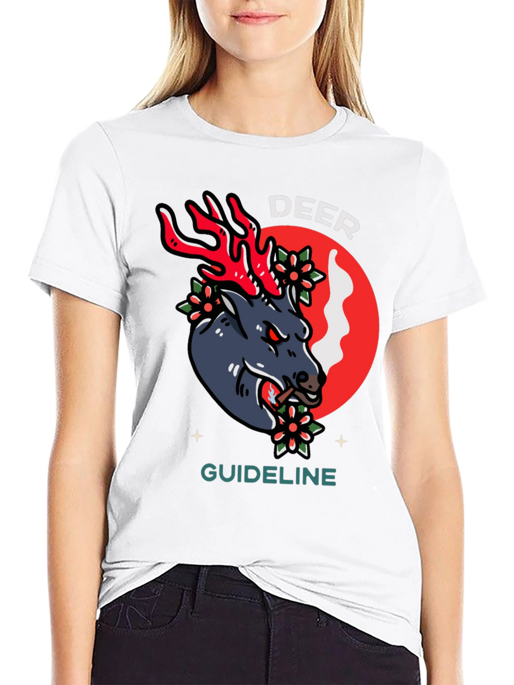 Deer Guideline Graphic Tee - Black Cotton T-Shirt