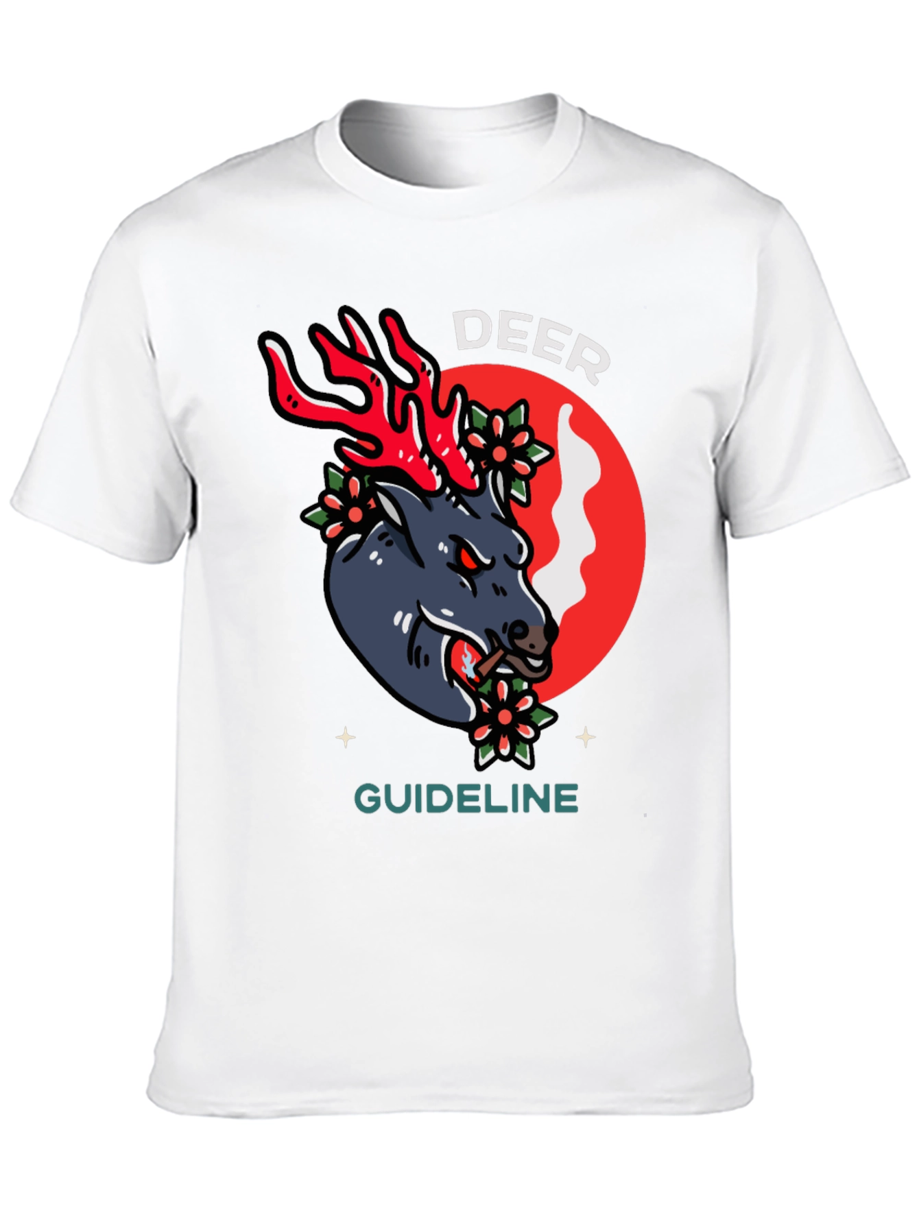 Deer Guideline Graphic Tee - Black Cotton T-Shirt