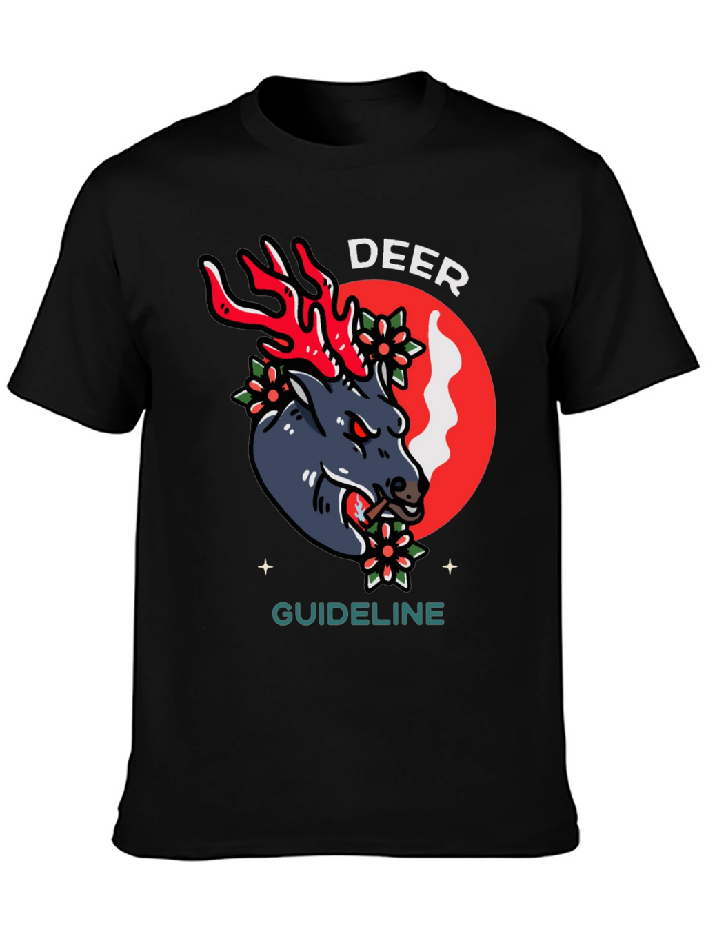 Deer Guideline Graphic Tee - Black Cotton T-Shirt