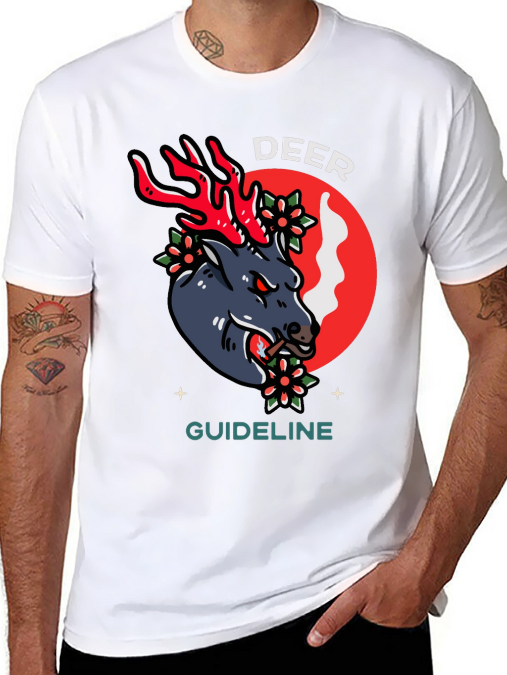 Deer Guideline Graphic Tee - Black Cotton T-Shirt