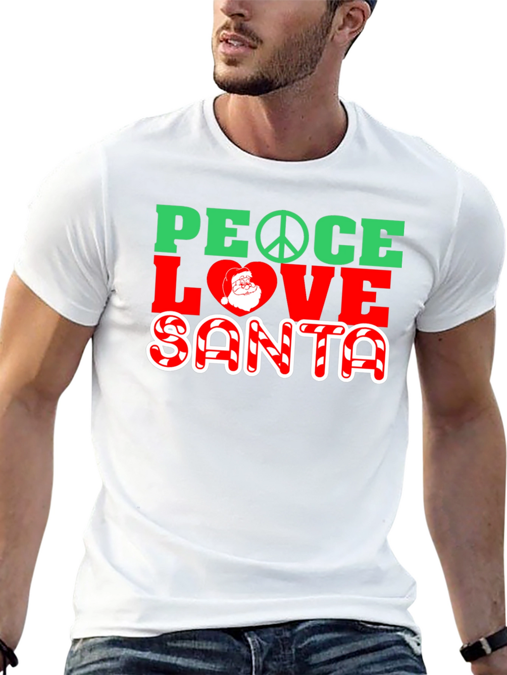 Peace Love Santa Christmas Graphic T-Shirt