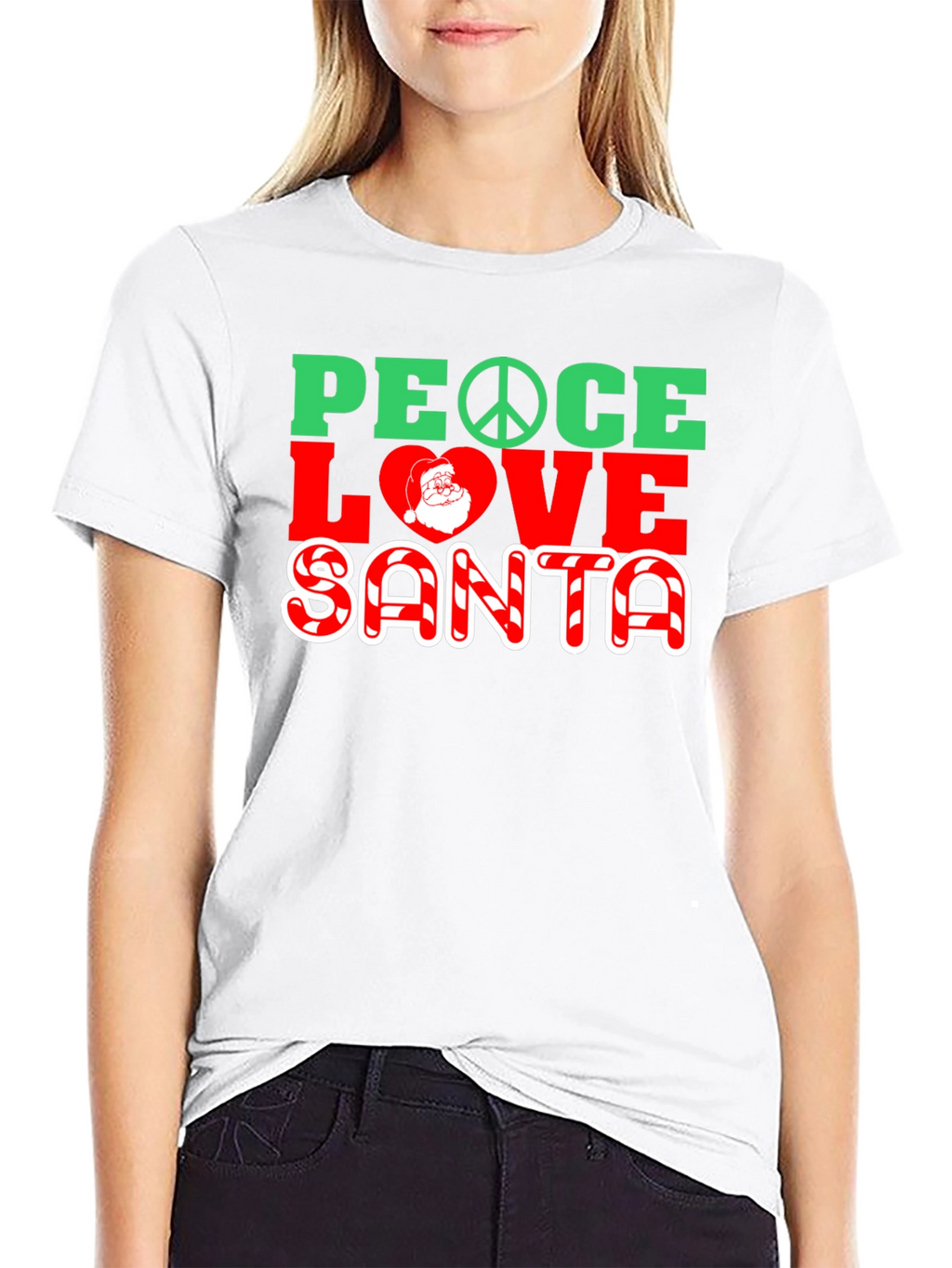 Peace Love Santa Christmas Graphic T-Shirt