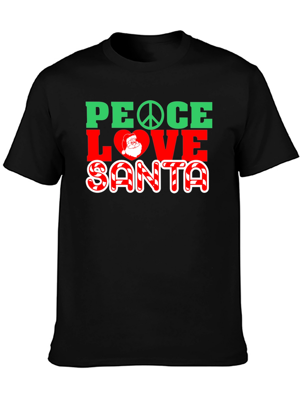 Peace Love Santa Christmas Graphic T-Shirt