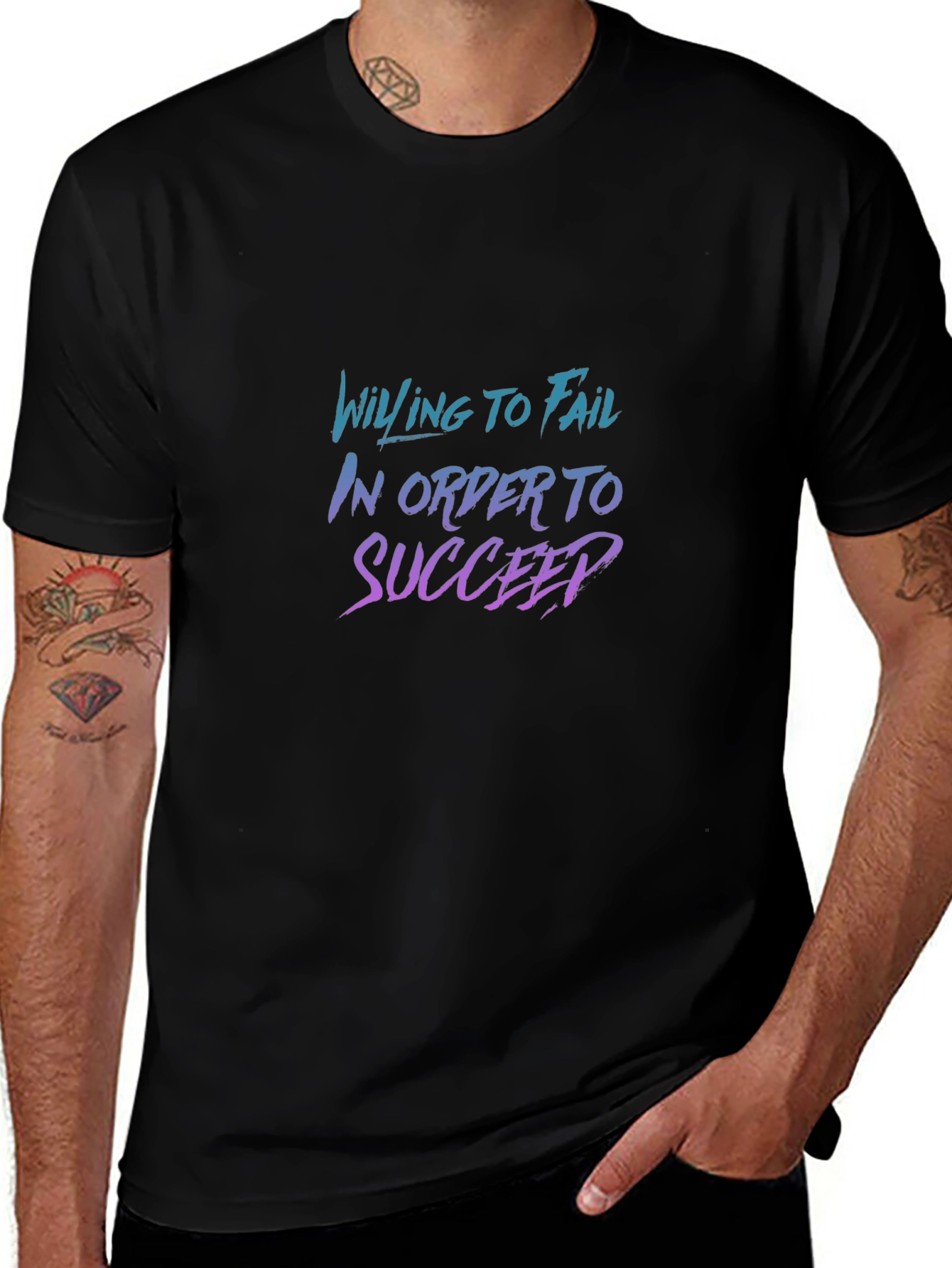 Willing to Fail Graphic Tee - Motivational Black T-Shirt