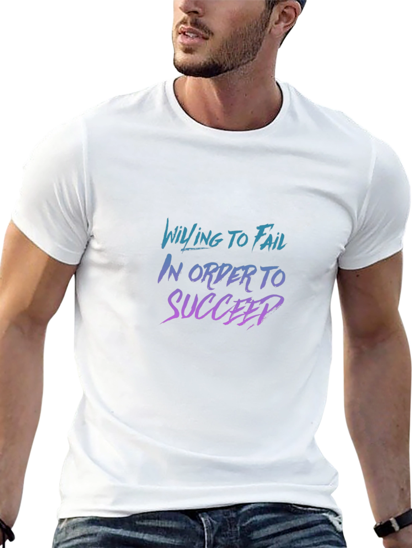 Willing to Fail Graphic Tee - Motivational Black T-Shirt