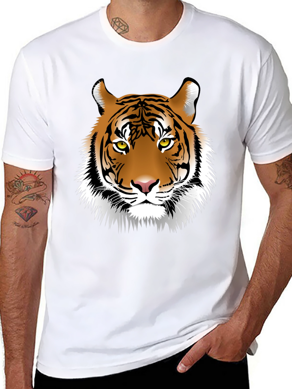 Tiger Graphic Print Black Mens T-Shirt