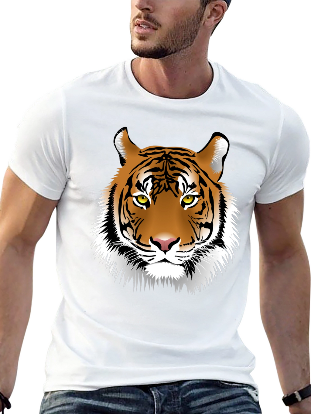 Tiger Graphic Print Black Mens T-Shirt