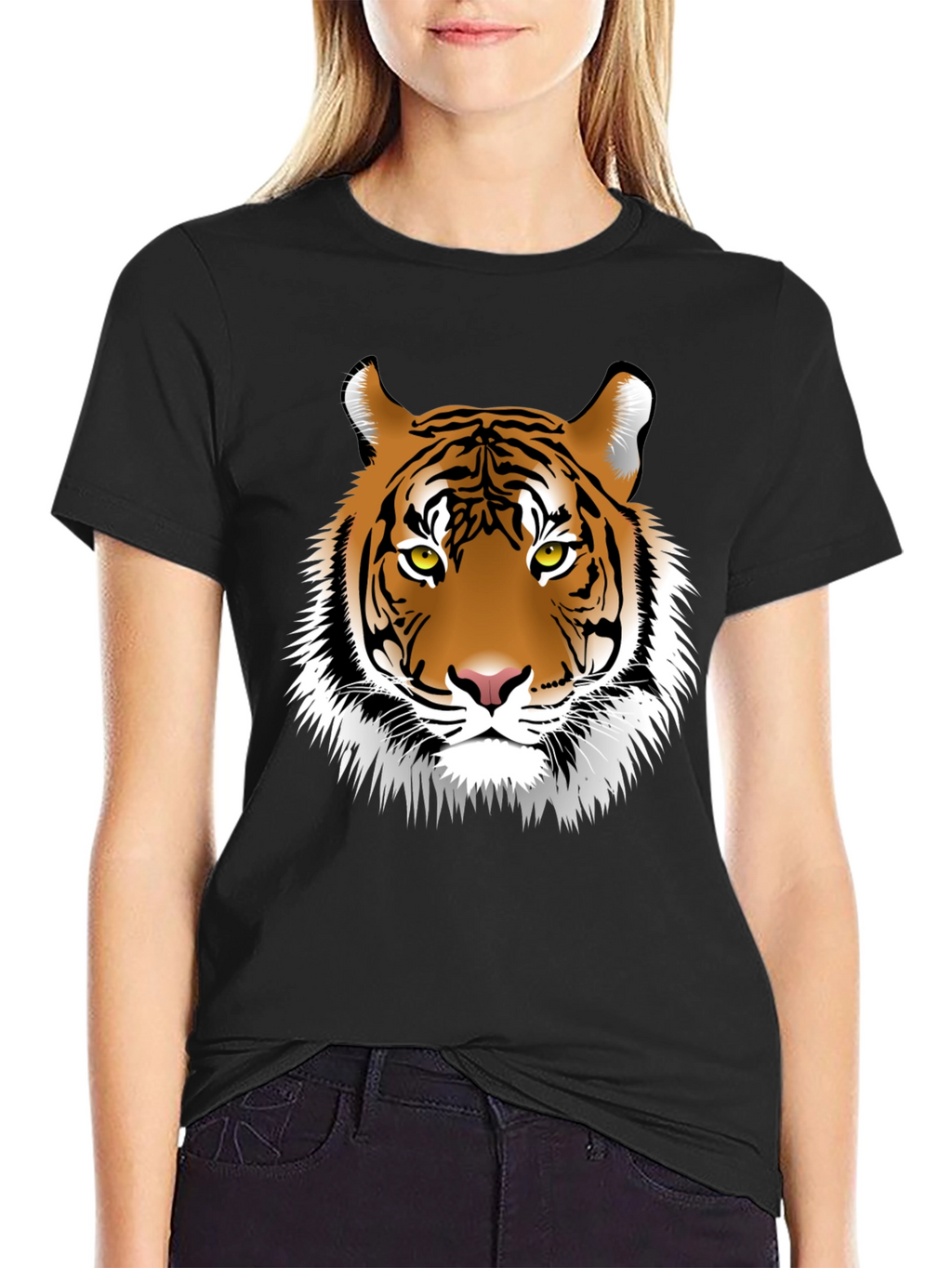 Tiger Graphic Print Black Mens T-Shirt