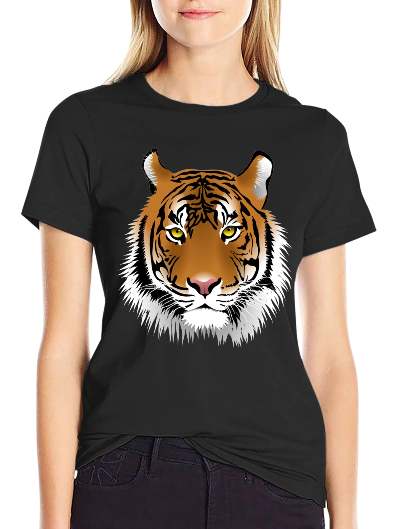 Tiger Graphic Print Black Mens T-Shirt