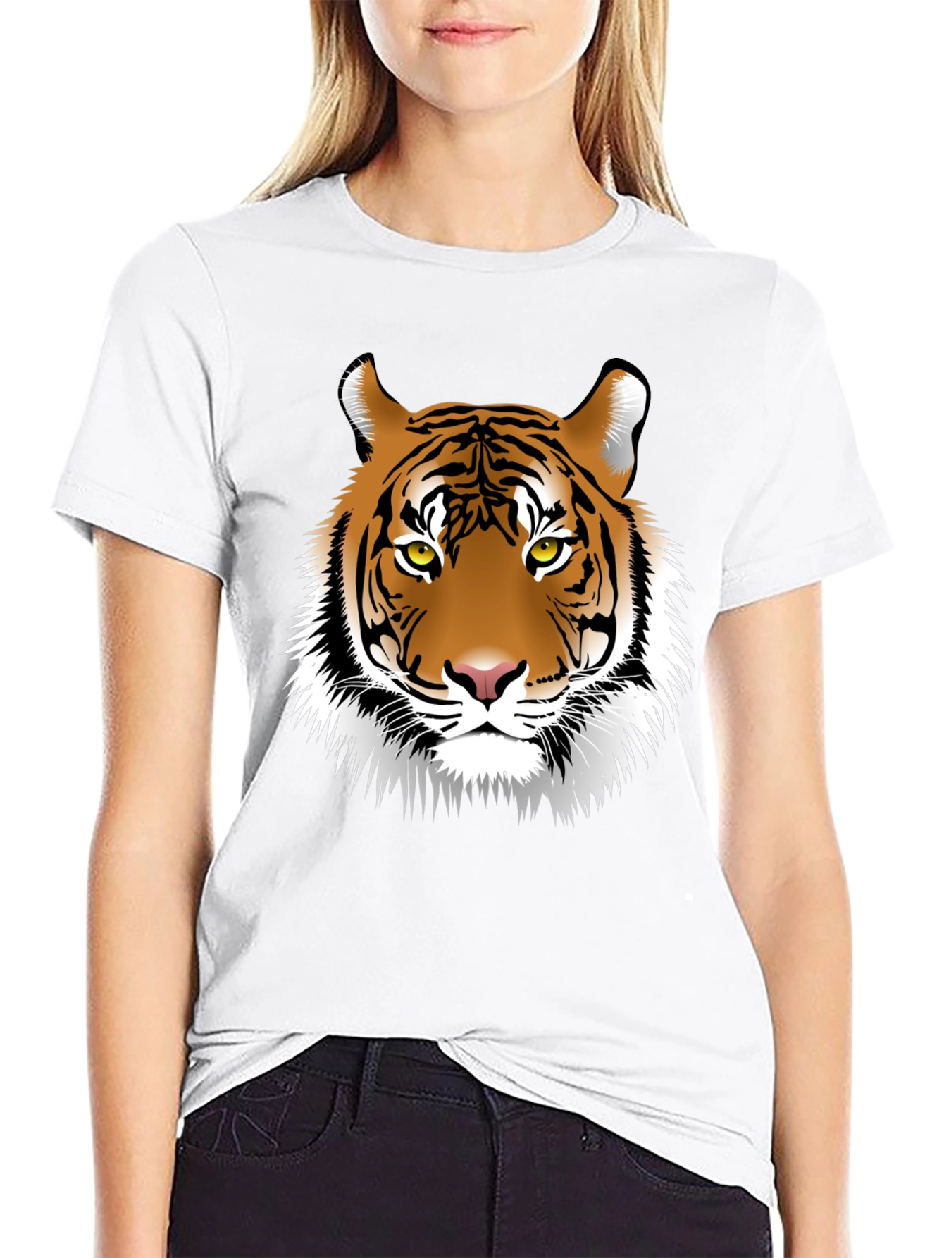 Tiger Graphic Print Black Mens T-Shirt