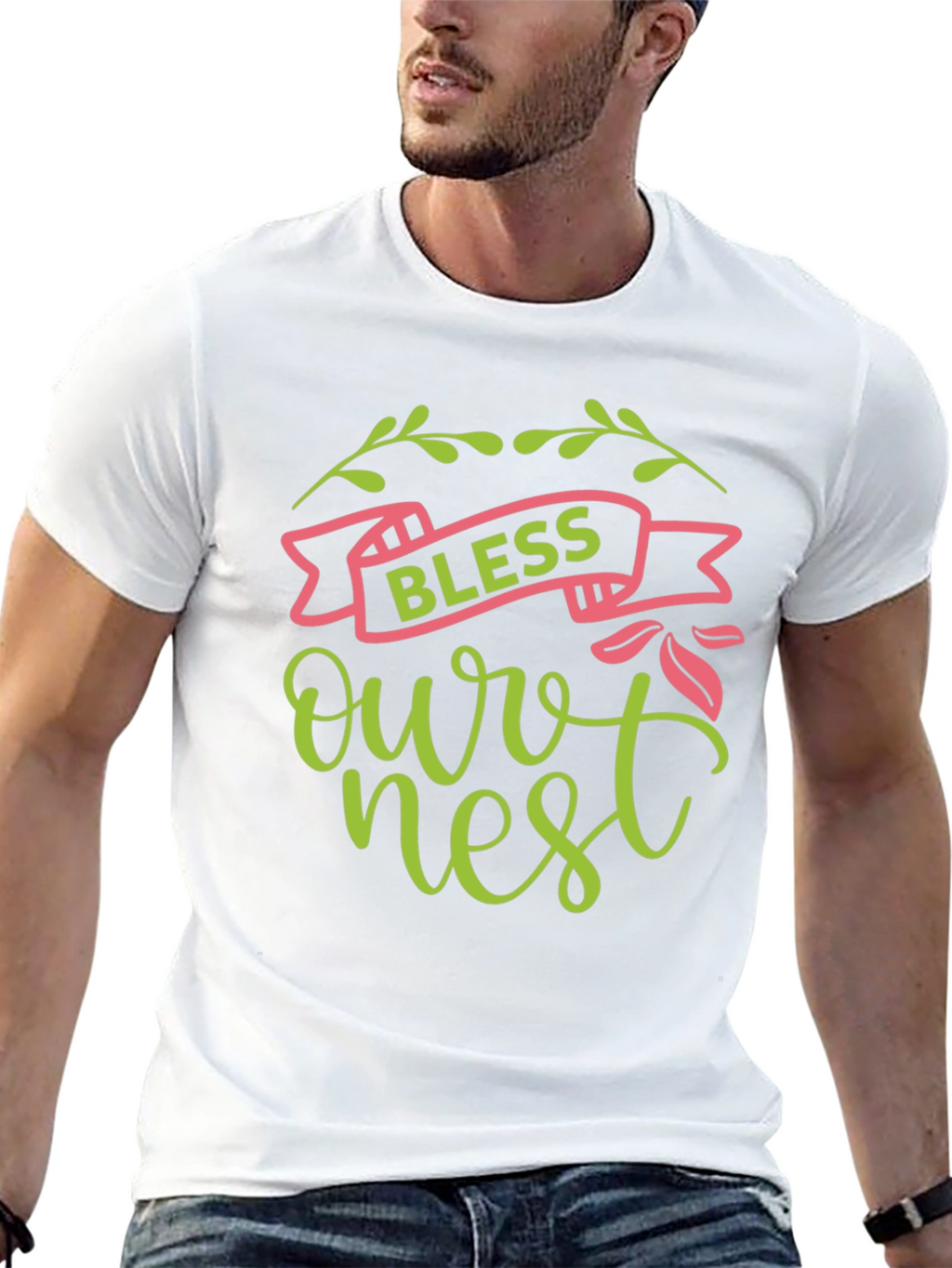 Bless Our Nest Graphic Tee - Black