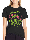 Bless Our Nest Graphic Tee - Black