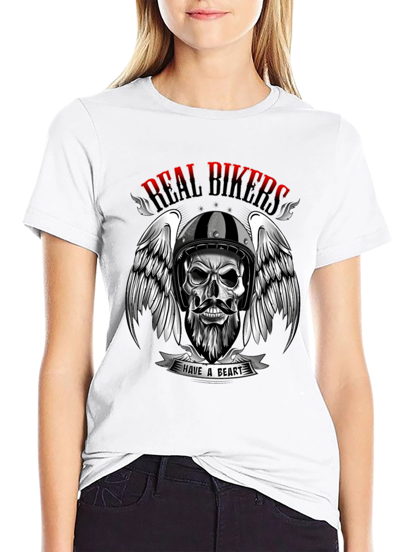 Real Bikers Skull Graphic T-Shirt