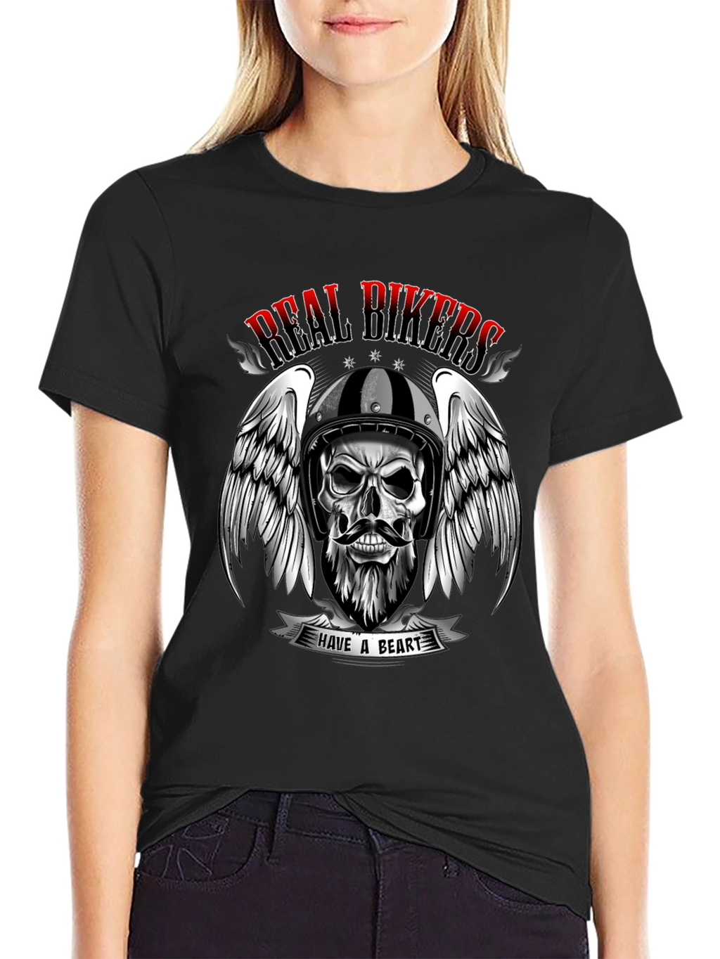 Real Bikers Skull Graphic T-Shirt