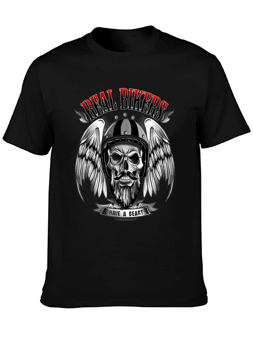 Real Bikers Skull Graphic T-Shirt