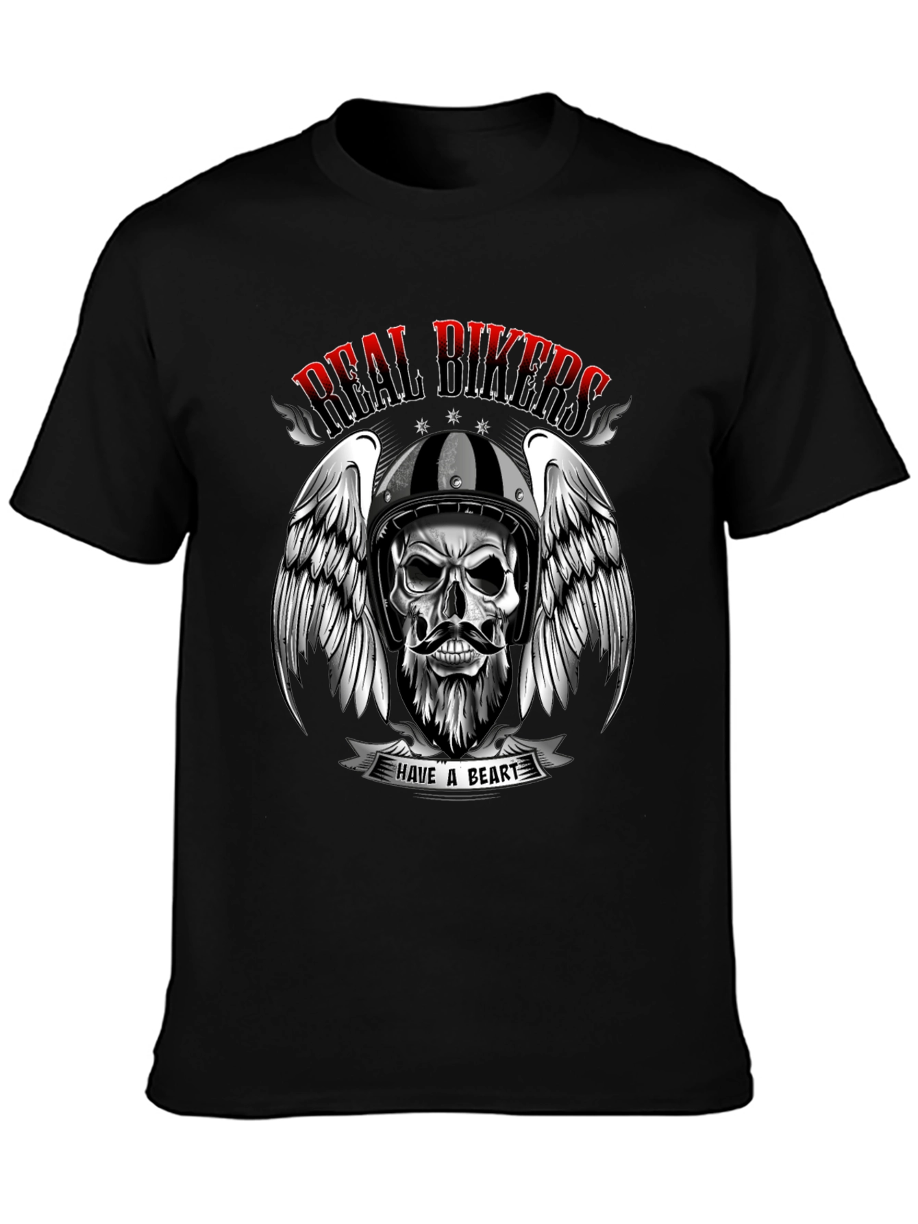 Real Bikers Skull Graphic T-Shirt