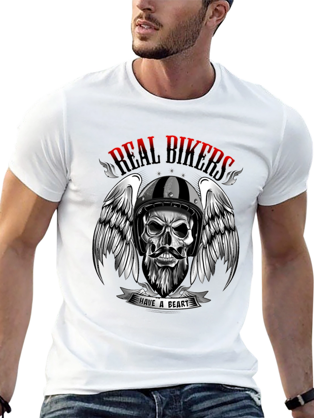 Real Bikers Skull Graphic T-Shirt