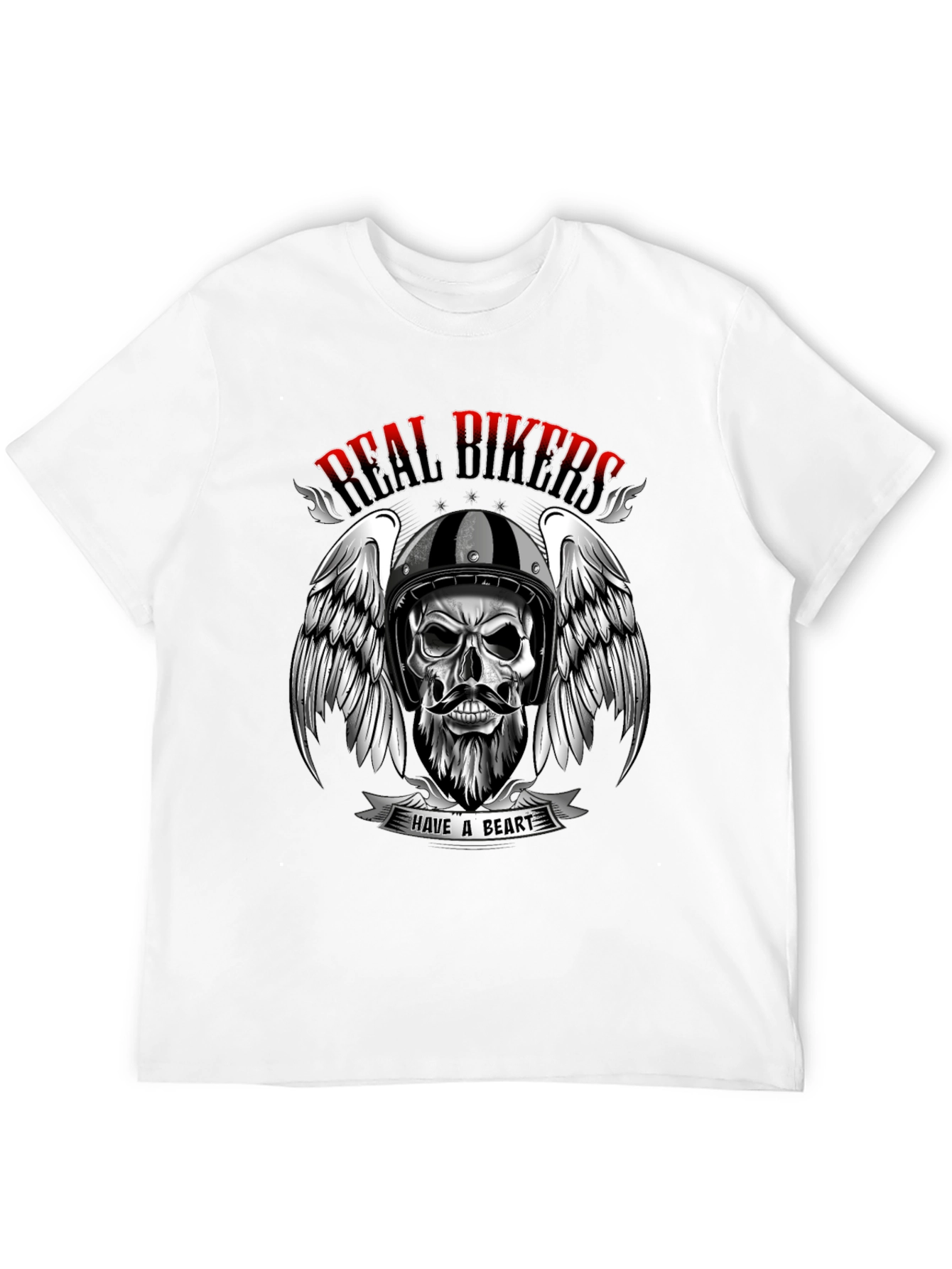 Real Bikers Skull Graphic T-Shirt