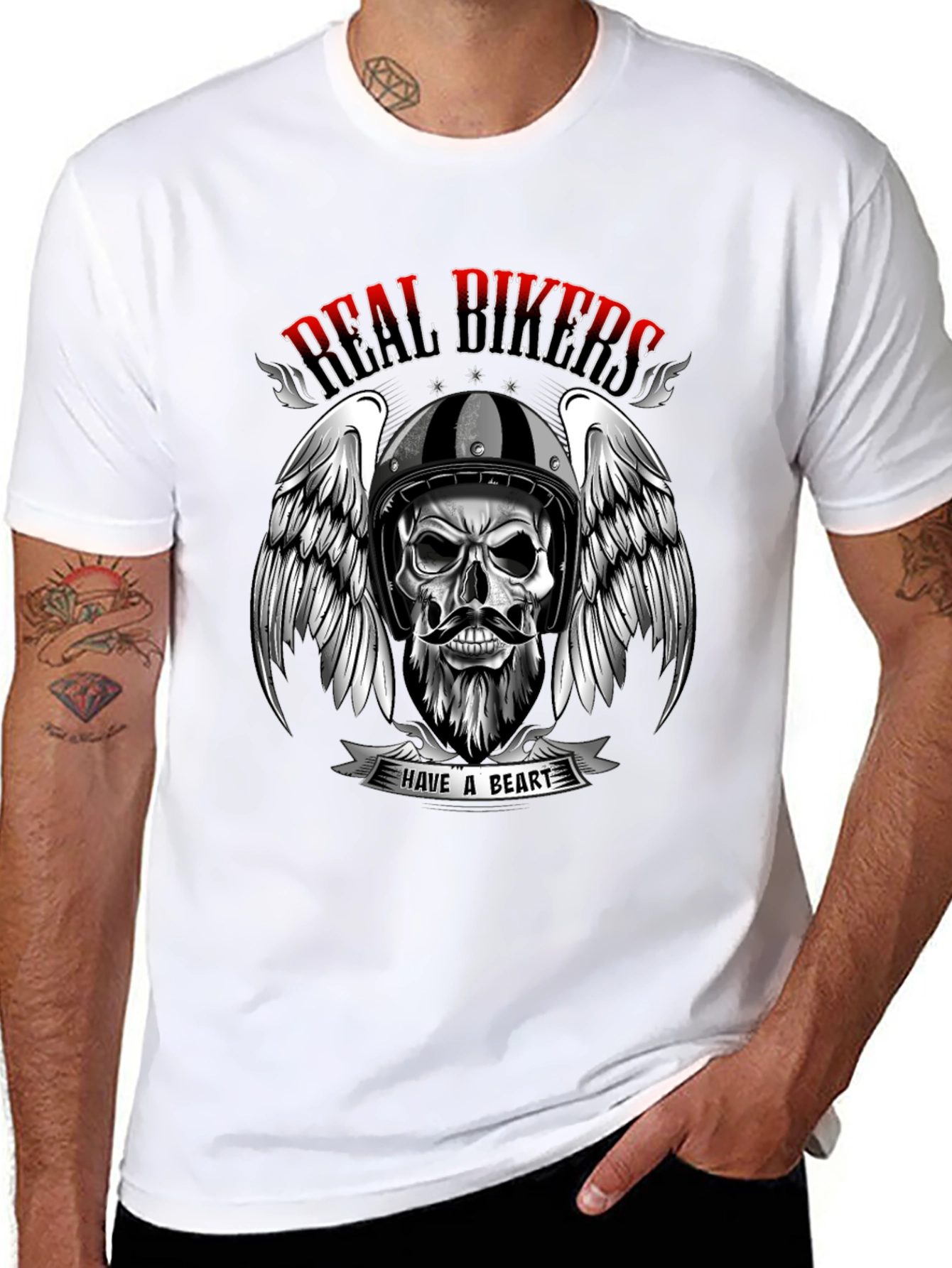 Real Bikers Skull Graphic T-Shirt