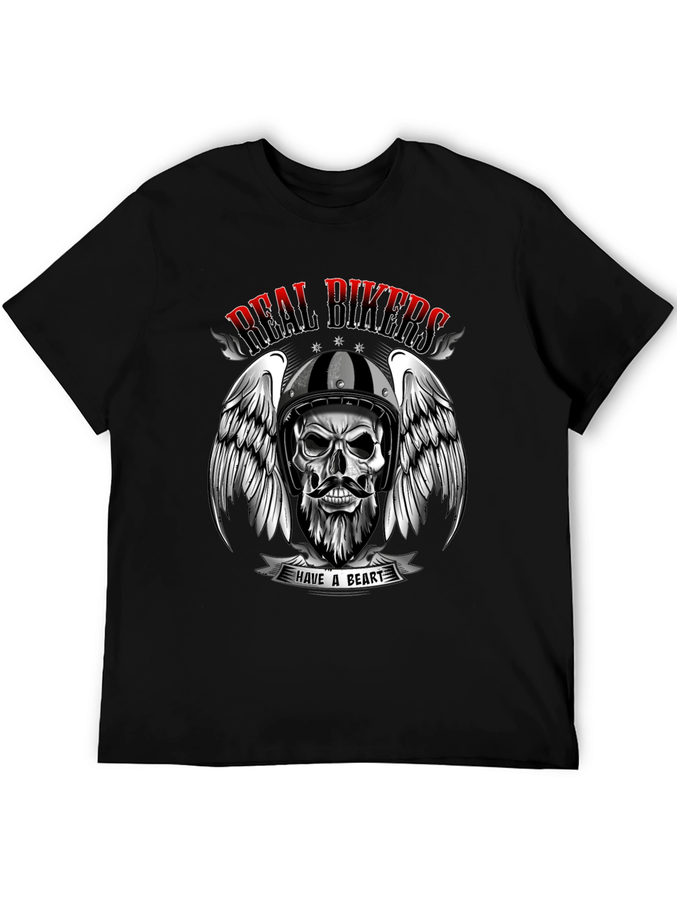 Real Bikers Skull Graphic T-Shirt