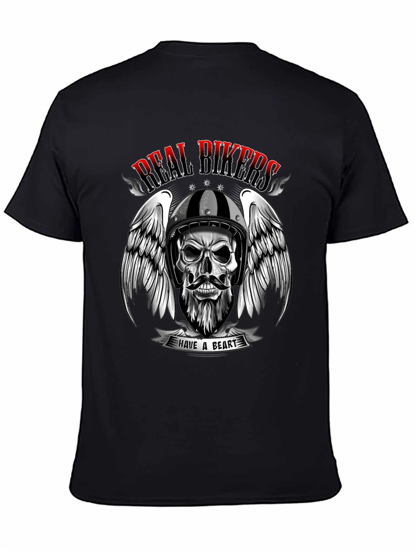 Real Bikers Skull Graphic T-Shirt