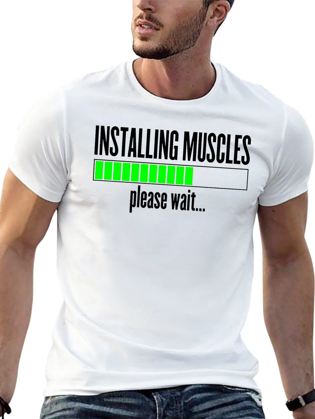 Installing Muscles Funny Workout T-Shirt