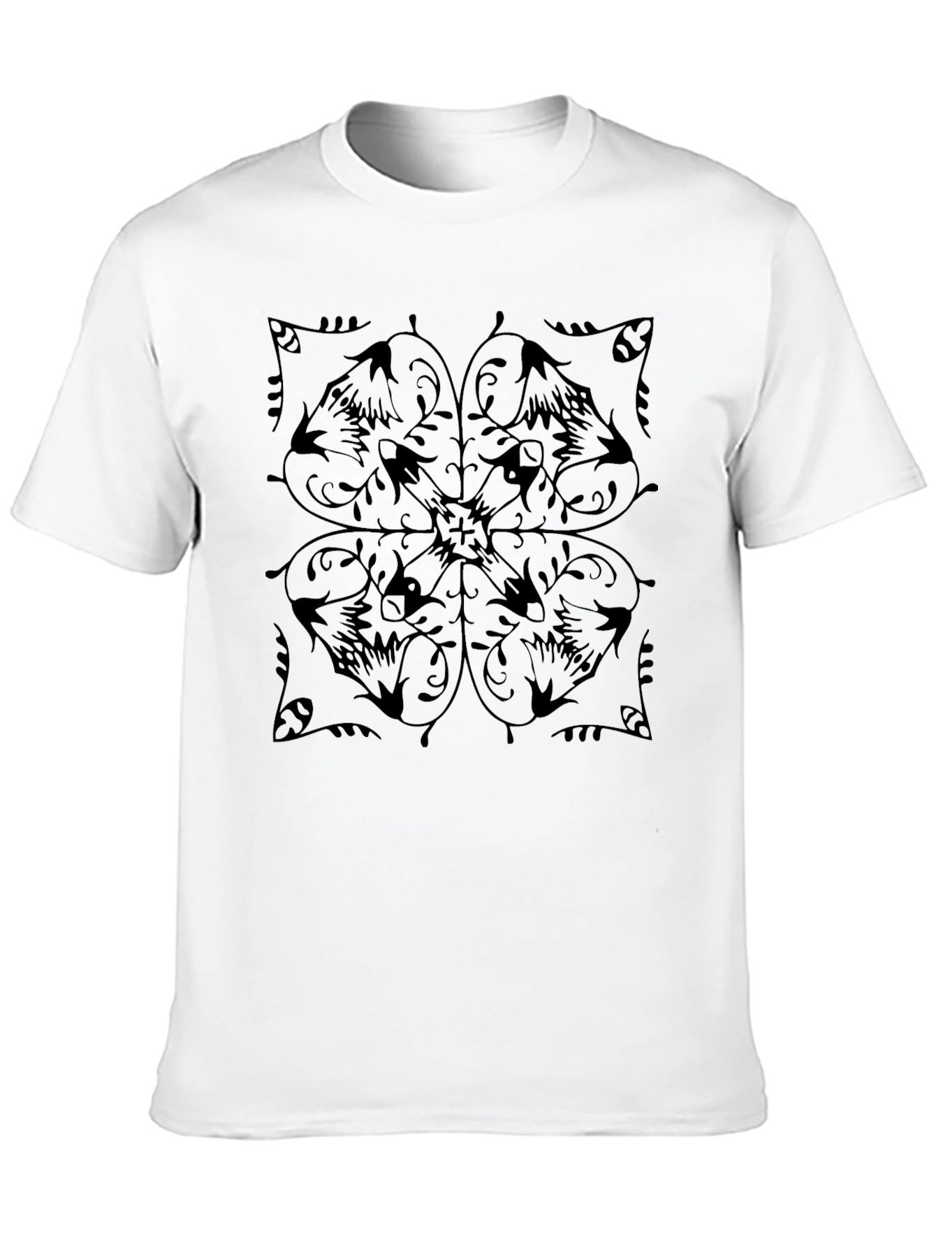 Floral Mandala Graphic Tee - Mens Black T-Shirt