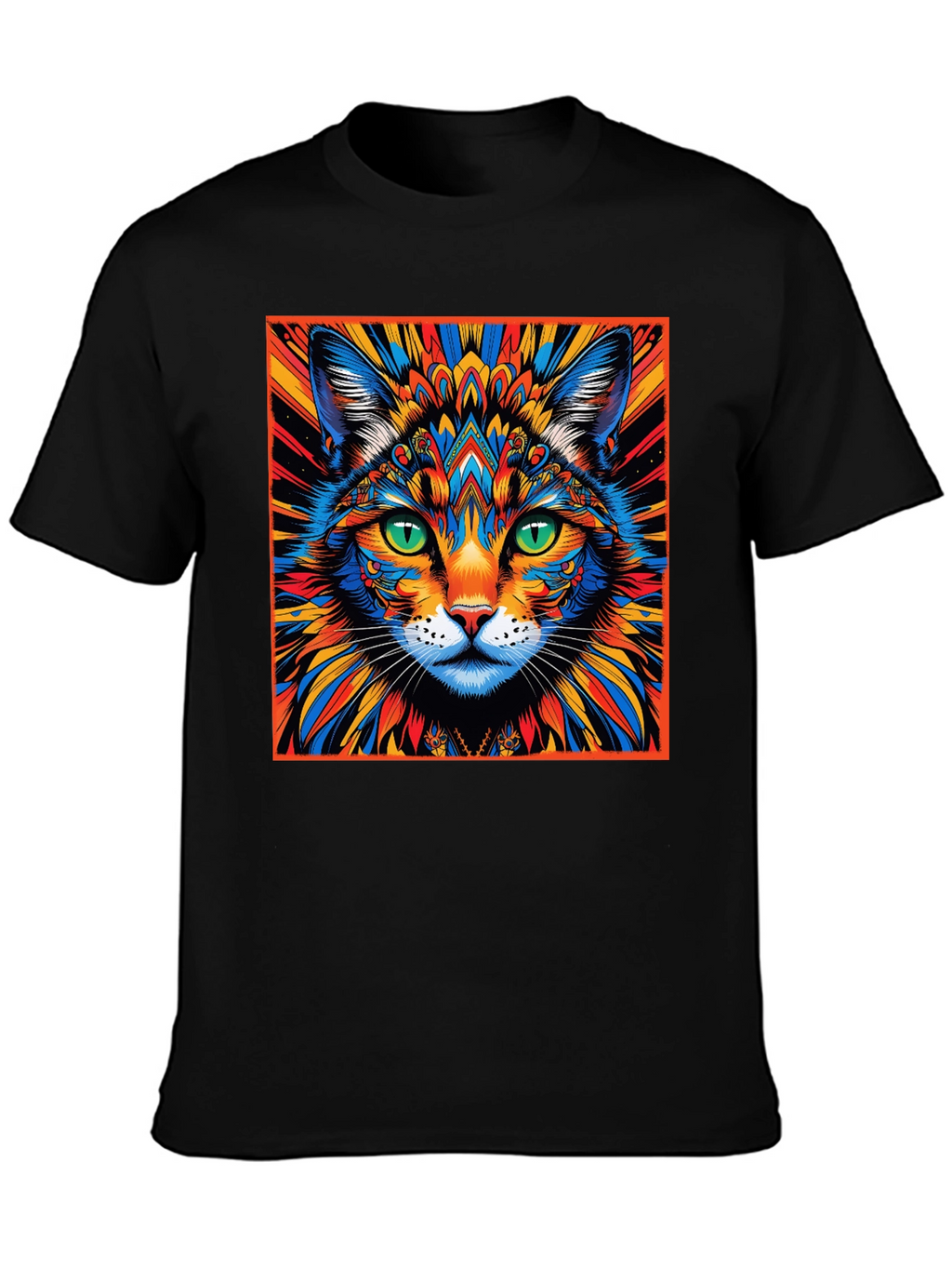 Psychedelic Cat Graphic Tee - Unique Design