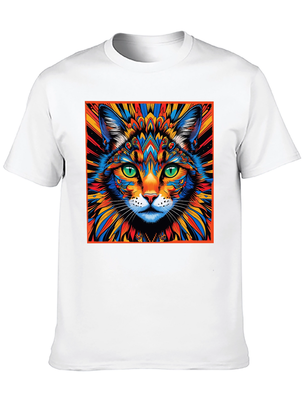 Psychedelic Cat Graphic Tee - Unique Design