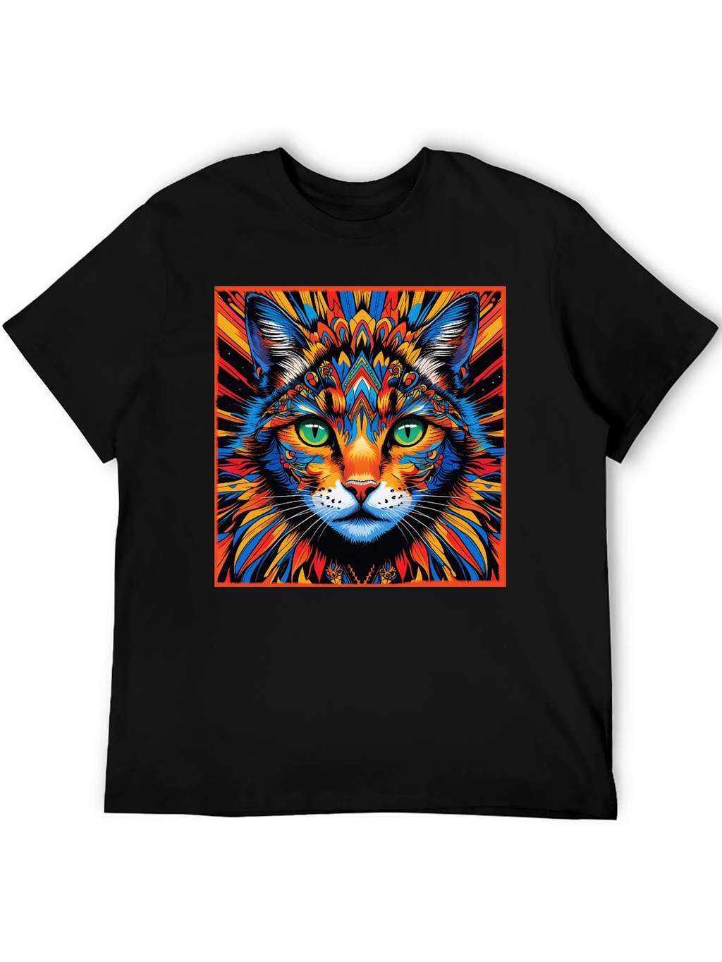 Psychedelic Cat Graphic Tee - Unique Design