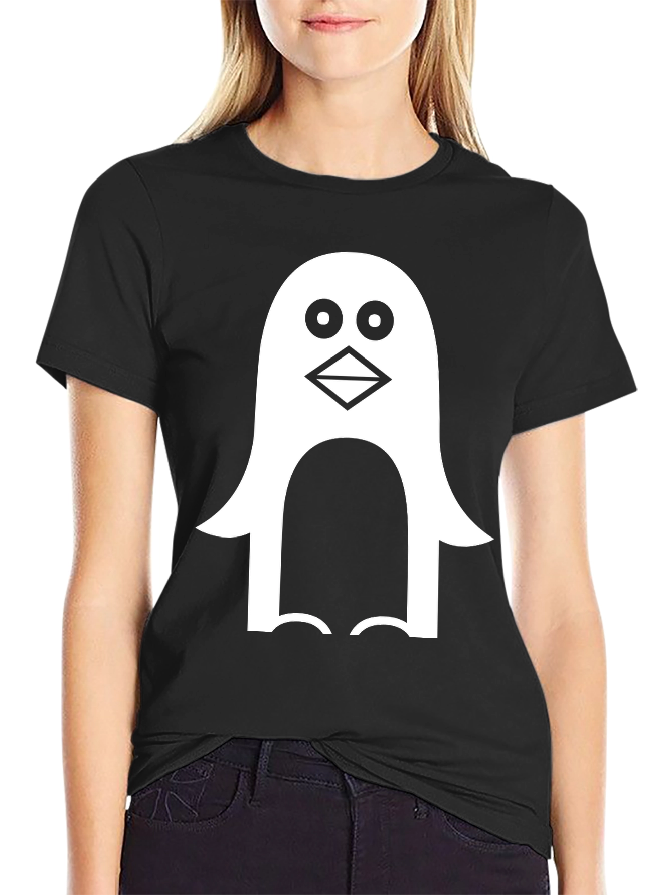 Penguin Graphic Tee - Black Cotton Blend T-Shirt