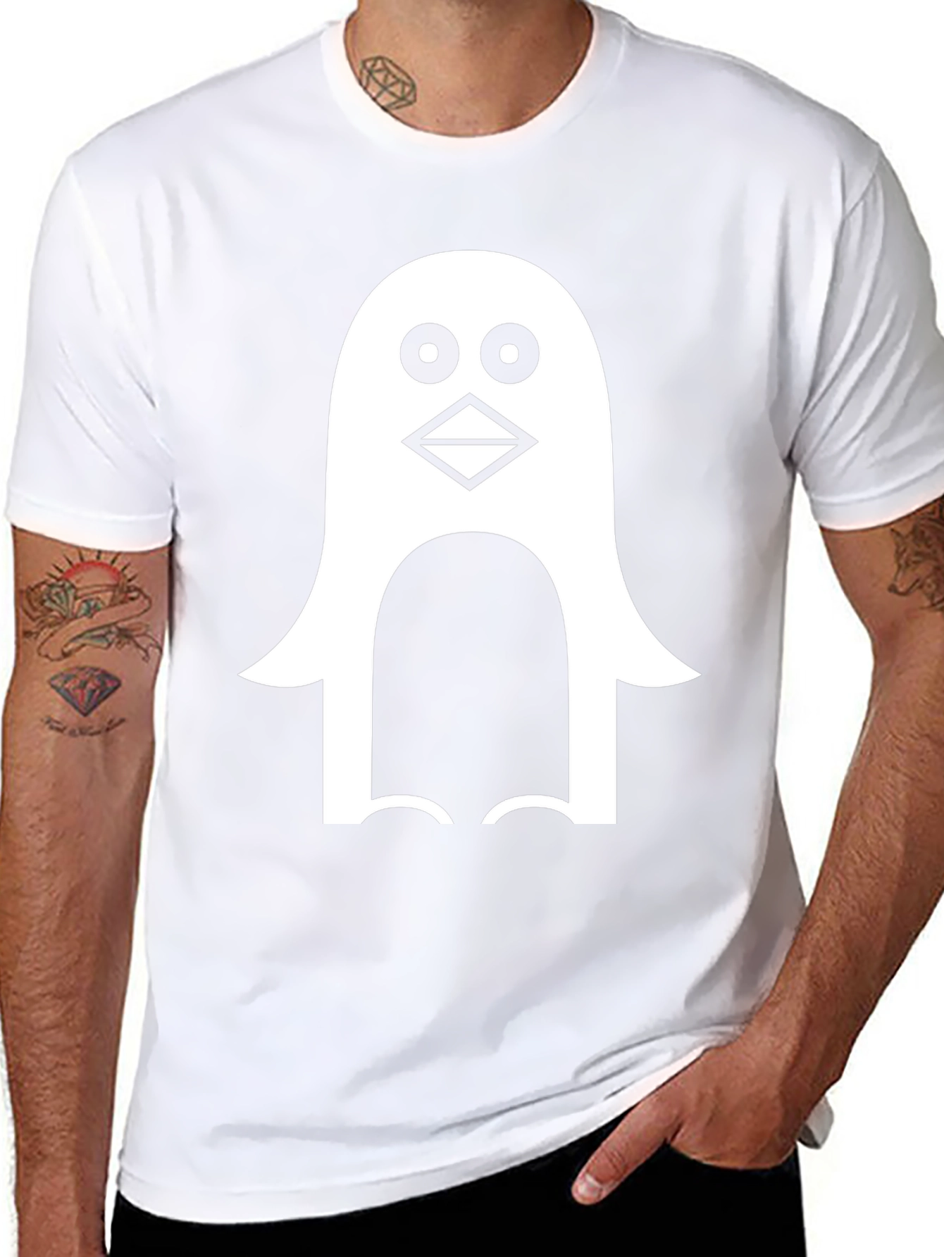 Penguin Graphic Tee - Black Cotton Blend T-Shirt