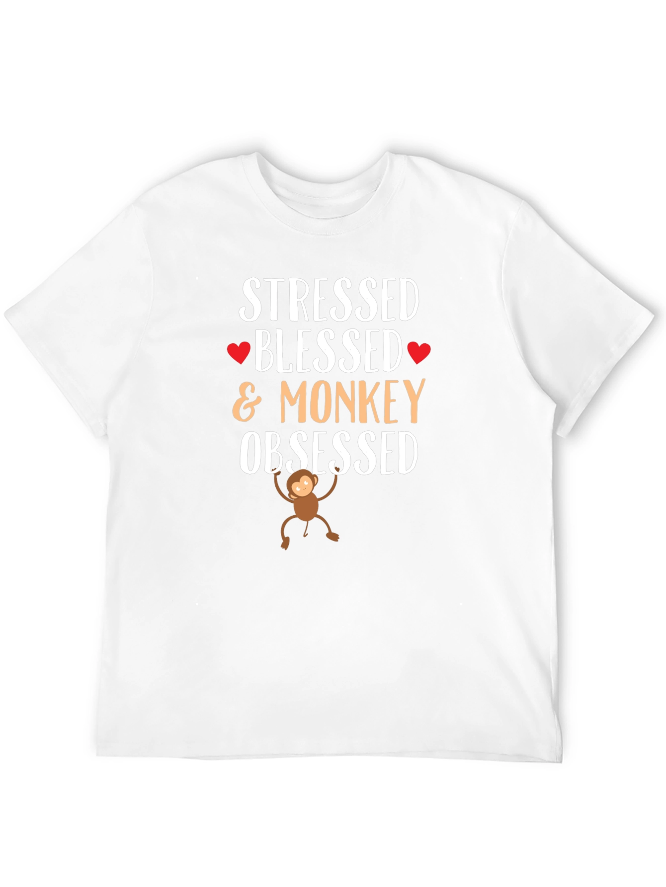 Stressed Blessed Monkey Obsessed Black T-Shirt