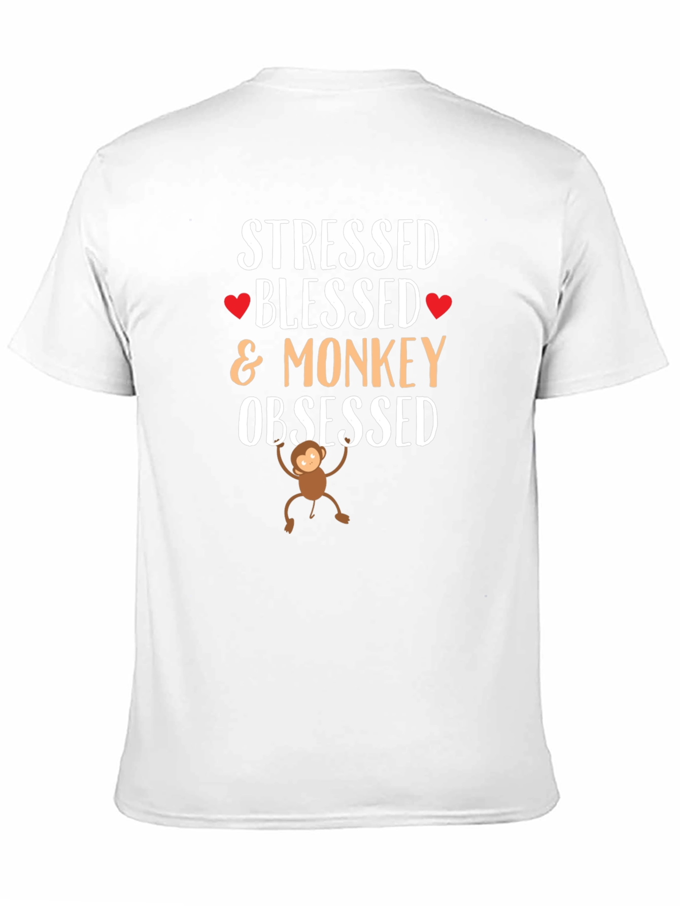 Stressed Blessed Monkey Obsessed Black T-Shirt