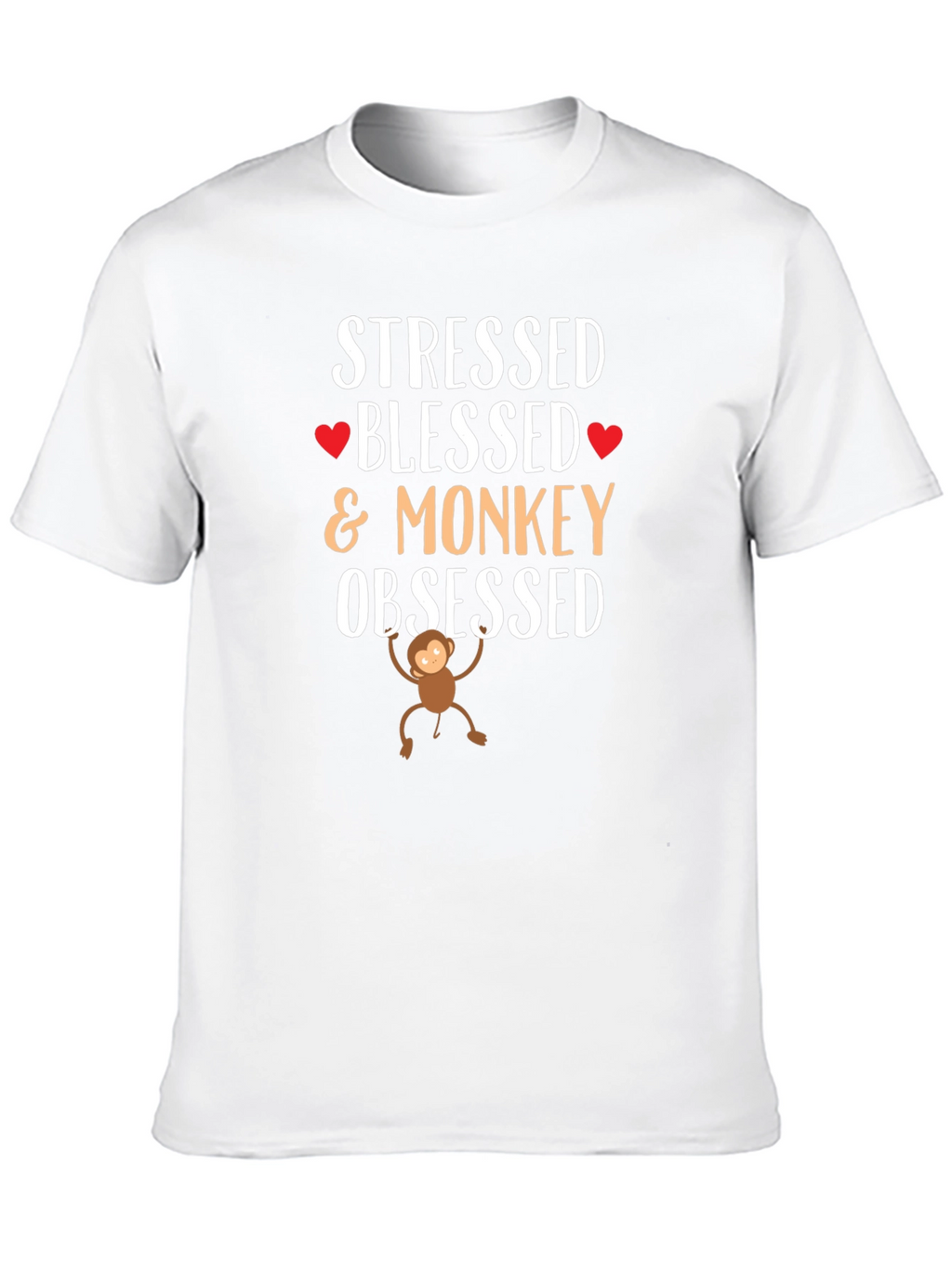 Stressed Blessed Monkey Obsessed Black T-Shirt