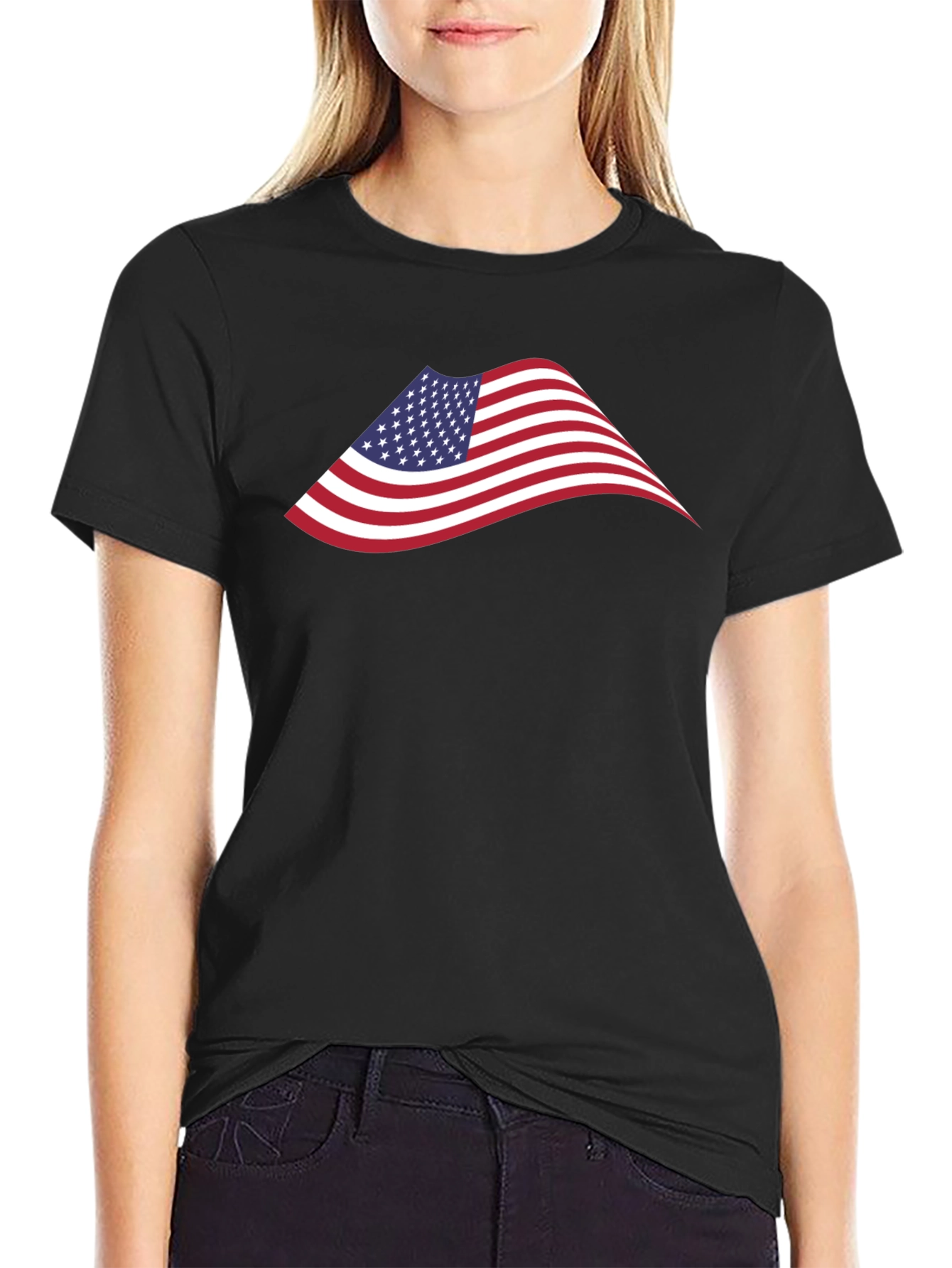 American Flag Graphic Black T-Shirt