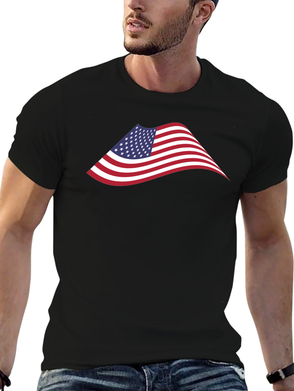 American Flag Graphic Black T-Shirt