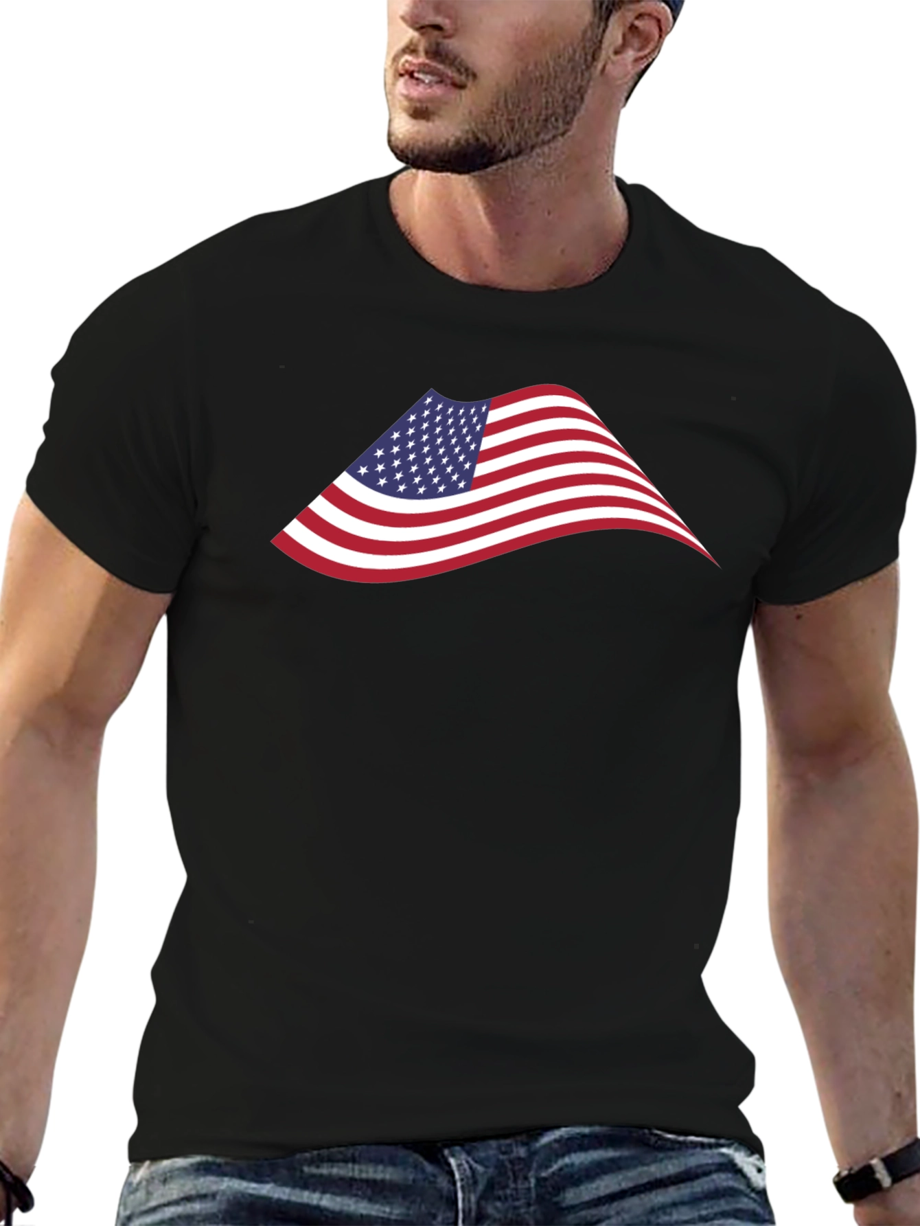American Flag Graphic Black T-Shirt