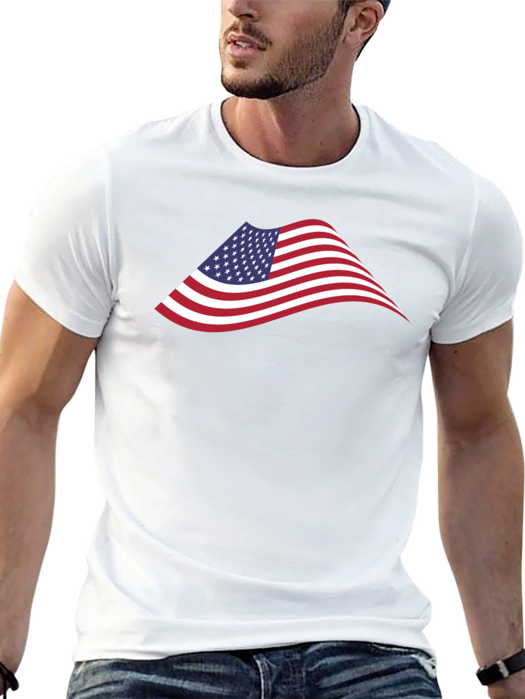American Flag Graphic Black T-Shirt