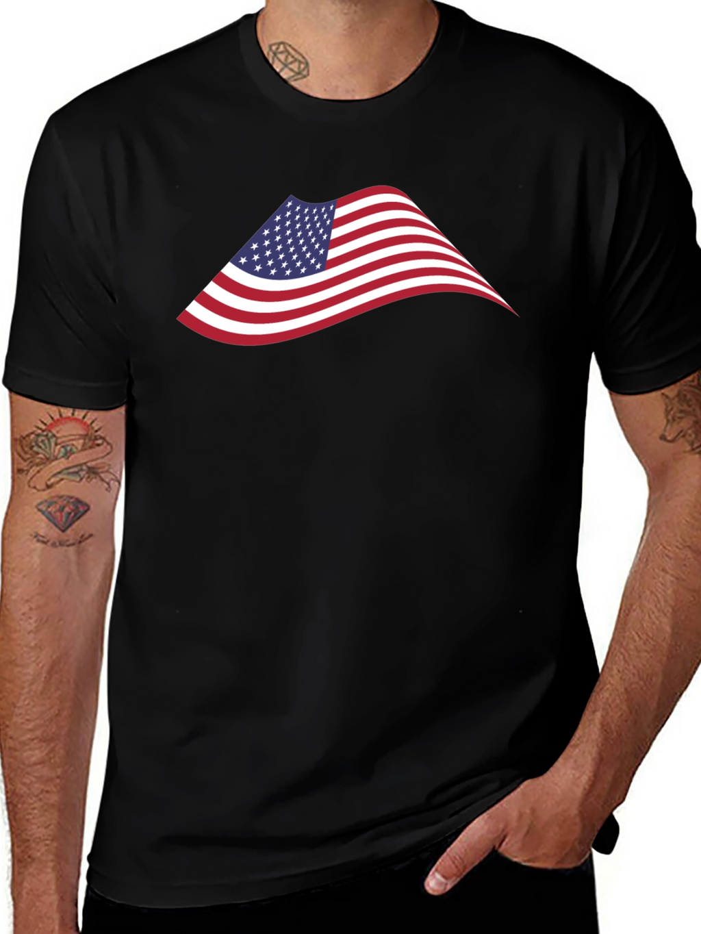 American Flag Graphic Black T-Shirt