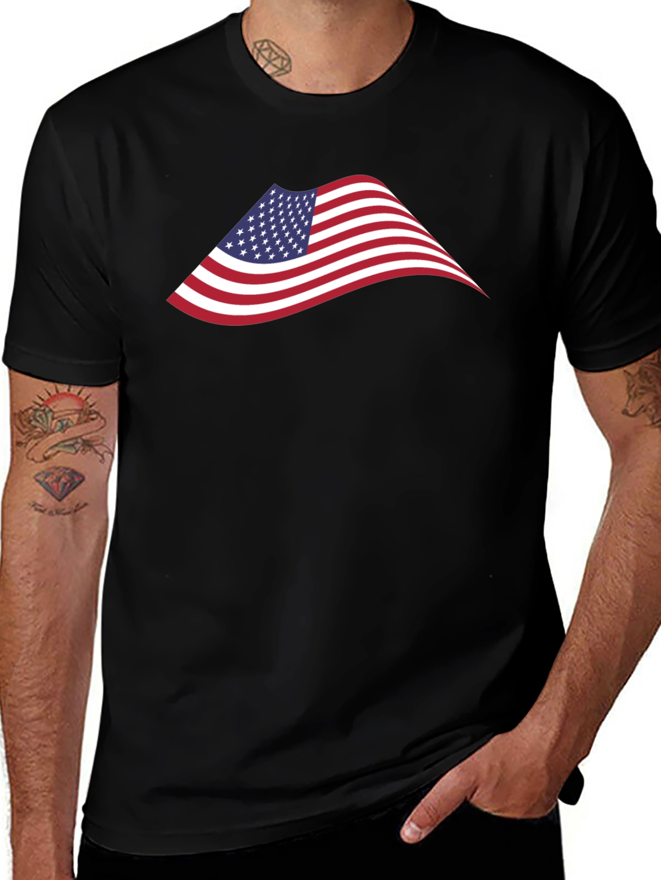 American Flag Graphic Black T-Shirt