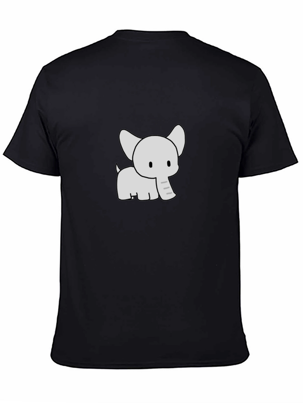 Cute Elephant Graphic Print Black T-Shirt