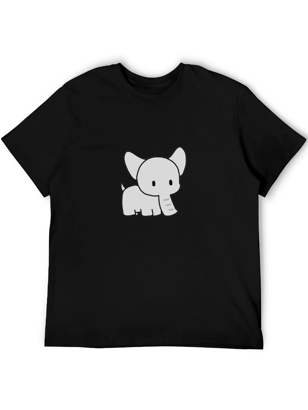 Cute Elephant Graphic Print Black T-Shirt