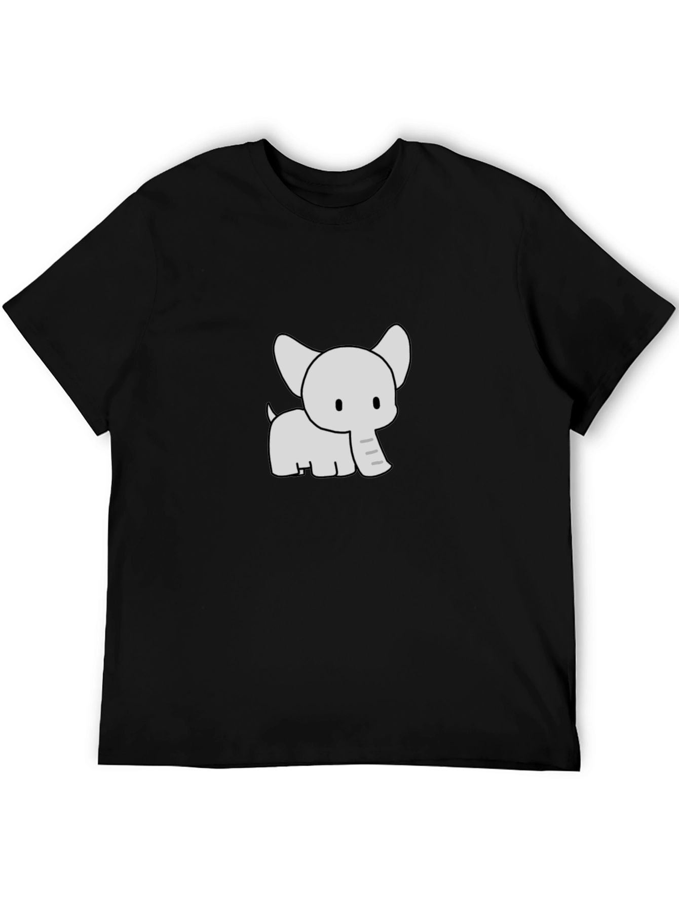 Cute Elephant Graphic Print Black T-Shirt