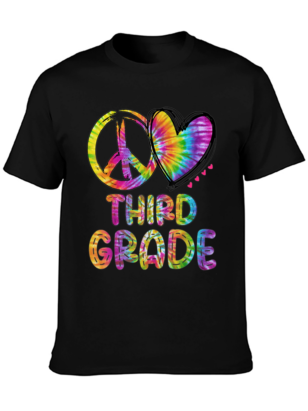 Third Grade Peace & Love Tie-Dye T-Shirt