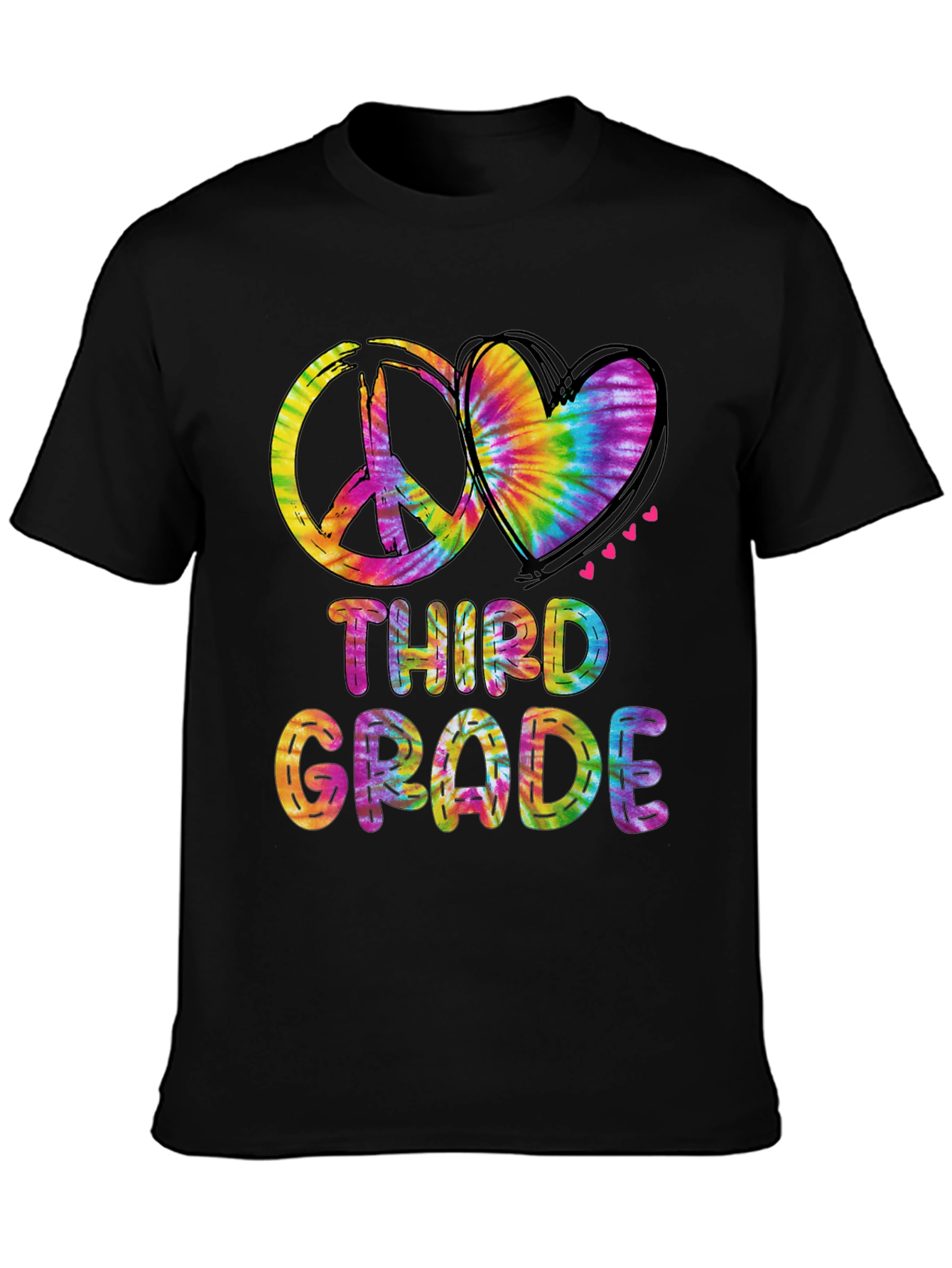 Third Grade Peace & Love Tie-Dye T-Shirt