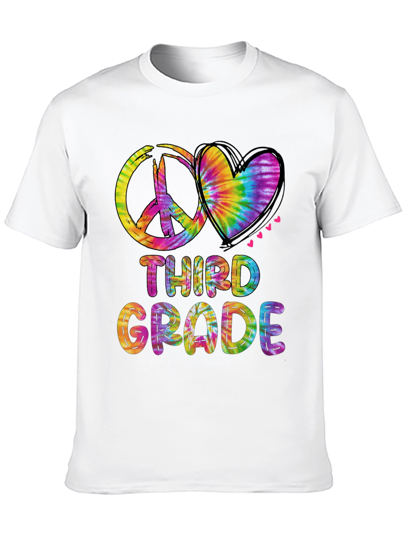 Third Grade Peace & Love Tie-Dye T-Shirt