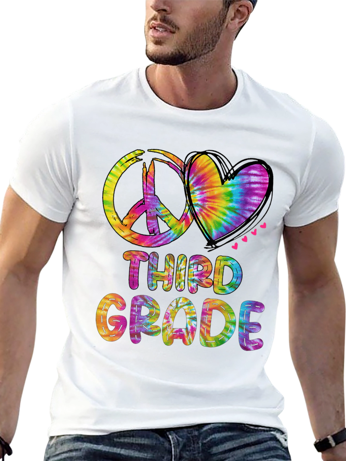 Third Grade Peace & Love Tie-Dye T-Shirt