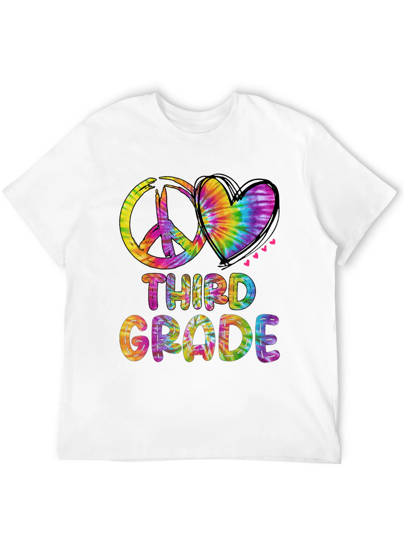 Third Grade Peace & Love Tie-Dye T-Shirt